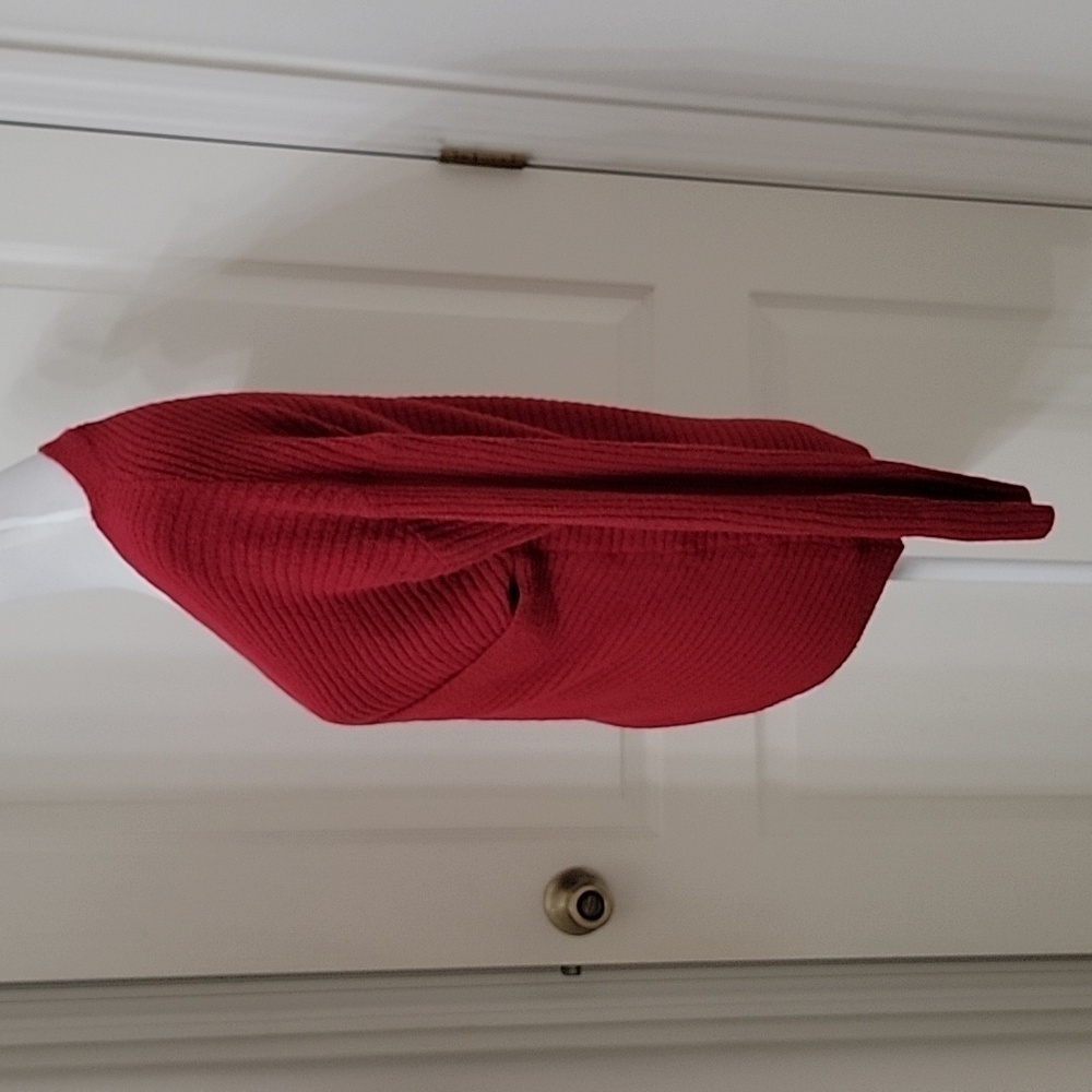 Express Size S Red Ribbed Wrap Front Sweater, Gently Used Condition - Picture 3 of 11